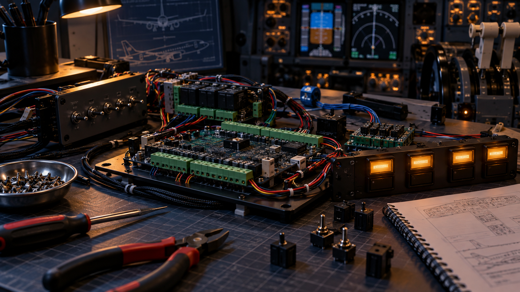 Illustratie van cockpit-elektronica